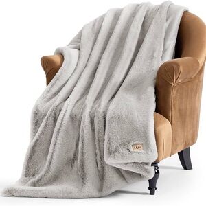 UGG Soft Silver Plush Throw Blanket